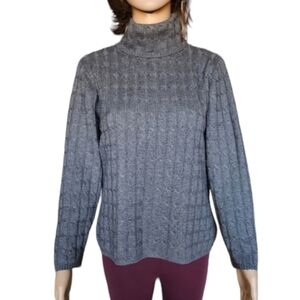 Talbots Silk/Cashmere Cable Knit Turtleneck Sweater